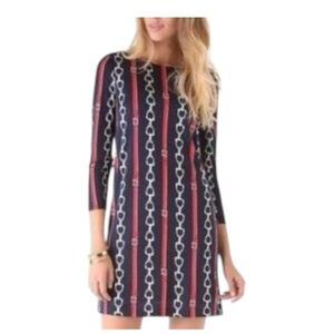 Juicy Couture Nautical Belt-Print/Equestrian-Vibe 3/4th Sleeve Shift Dress Small